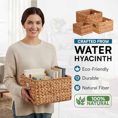 Honey-Can-Do Woven Water Hyacinth Wicker Storage Baskets, Nesting Set