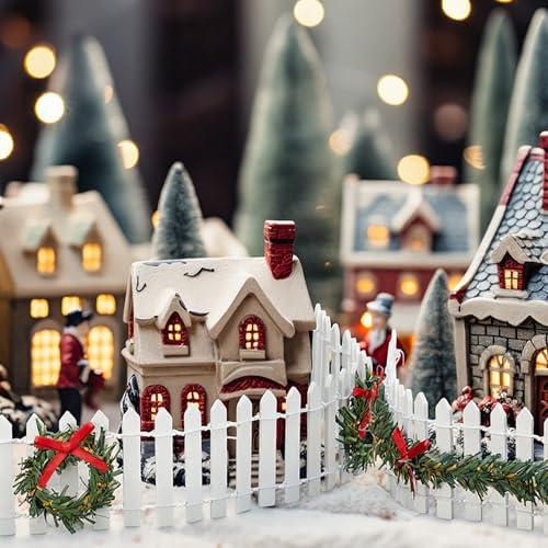 BrightRow 2 Pcs White Christmas Fairy Garden Fence Village Accessories - Variation of White / 2