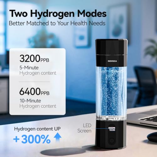 Hydrogen Water Bottle - MOVOCA Black 6400PPB Portable Hydrogen Generator
