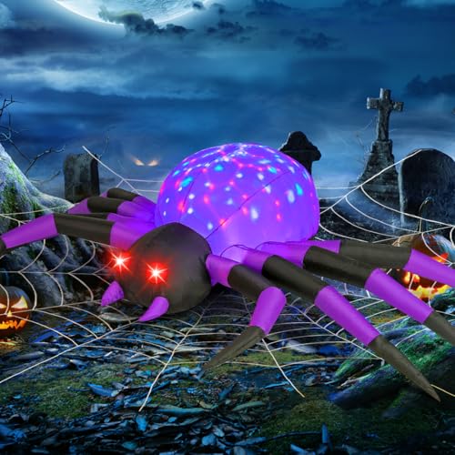9FT Halloween Inflatable Decoration Purple Spider Yard LED Decor