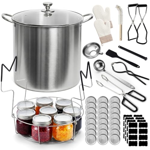 Black Water Bath Canning Pot Set with Rack & Lid - 21.5QT Kitchen Canning Supplies