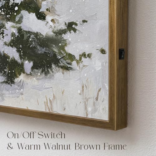 18x24-Inch Lighted Snowy Tree Canvas Wall Decor - Christmas Holiday Artwork