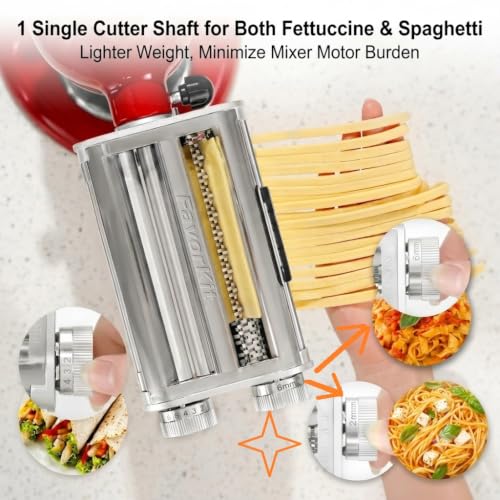 3-in-1 Metal Pasta Maker Attachment for KitchenAid Mixers - Dough Rolling & Noodle Cutting