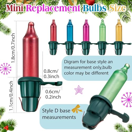 Mudder 100 Replacement Incandescent Christmas Tree Light Bulbs 2.5V 0.425W