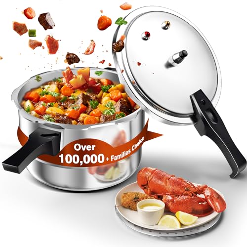 WantJoin 11Qt Aluminum Pressure Cooker with Safety Features - Compatible with Gas & Induction, Includes Canning Rack