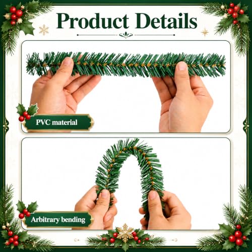 14 Inch 60 Pcs Christmas Artificial Pine Wire Hangers - Flexible Garland Ties