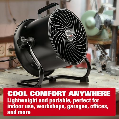 ECOMAX 10 Inch High Velocity Industrial Drum Fan - Ultra-Quiet, Adjustable Speed