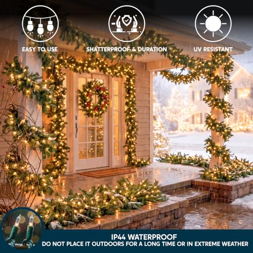 Joiedomi 150 Count Indoor/Outdoor White Fairy String Lights - Green Wire