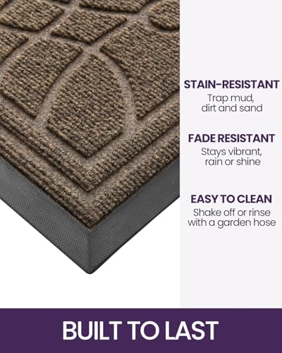 DEXI 4x6 Brown Heavy Duty Non-Slip Outdoor Entrance Door Mat - All Weather