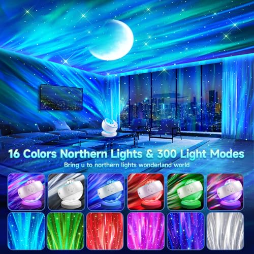 LED Aurora Sensory Galaxy Projector & Sound Machine - White