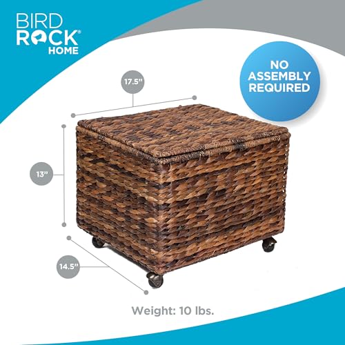 Birdrock Home Woven Rolling File Cabinet with Wheels, Espresso, 17.5x14.5x13
