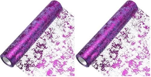 uxcell Deep Purple Metallic Foil Mesh Table Runner 11 x 360 Inch Pack of 2 for Events