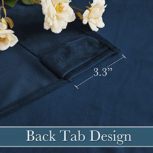 RYB HOME Navy Blue Velvet Blackout Curtains 52 x 96 Inches - Pack of 2, Bedroom & Living Room