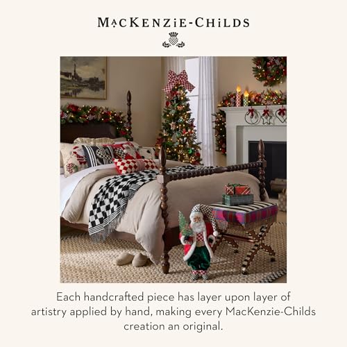 MacKenzie-Childs Green Check Large Christmas Bow for Wreaths & Gifts - Green & White