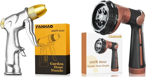 FANHAO Heavy Duty Metal Garden Hose Nozzle - Ergonomic Thumb Control Design