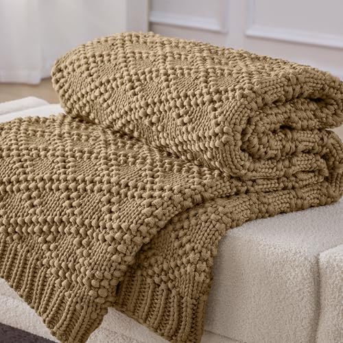 Anysay Beige Chunky Knit Weighted Blanket 60''x80'' 20lbs for Adults