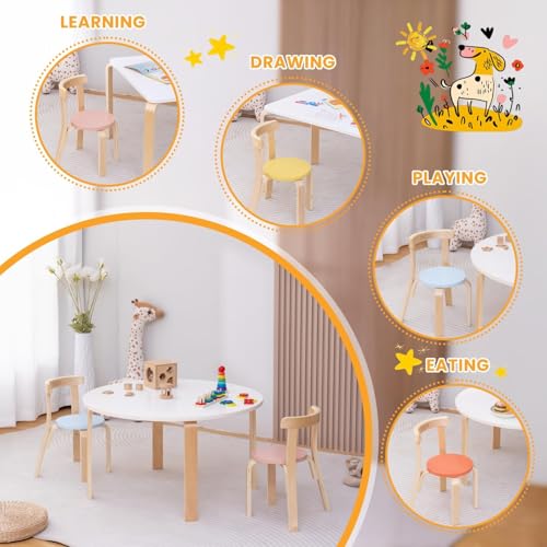 Swegrow Set of 4 Multi-Color Wooden Kids Chairs - Toddler & Preschool Stacking Furniture