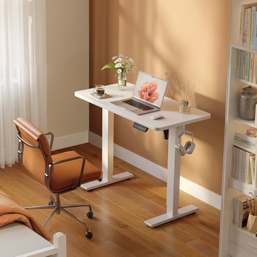 FEZIBO 32-Inch White Electric Standing Desk with Adjustable Height & Memory Presets