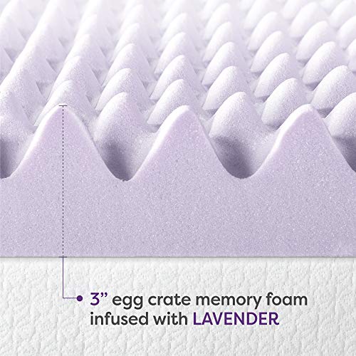 Twin XL 3-Inch Egg Crate Memory Foam Mattress Topper with Lavender Infusion
