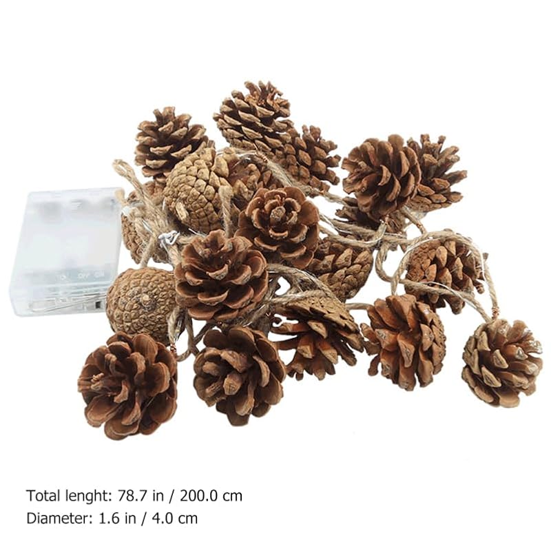 Battery-Powered Pine Cone String Lights for Christmas and Holiday Decor