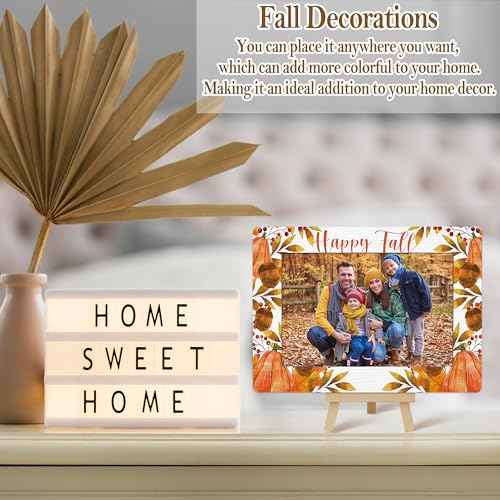 Happy Fall Picture Frame, Thanksgiving Gifts Wooden Photo Frame with Easel, 4x6 Autumn Pumpkin Picture Frames for Tabletop Display Photo Insert - J03