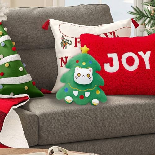Christmas Tree Cat Stuffed Animals, 12-Inch Cute Cat Plush Pillow Kitten Toy Kawaii Plushie Soft Toy Gift for Birthday Valentine