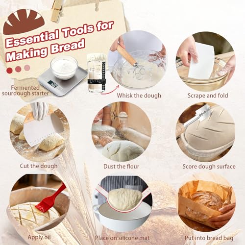 Sourdough Starter Kit with Scale, Glass Jar, Bannetons & Baking Tools