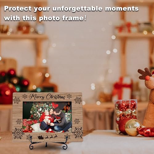 YQV Merry Christmas Picture Frame 5.7x8 in with Iron Stand - Christmas Gift for Kids