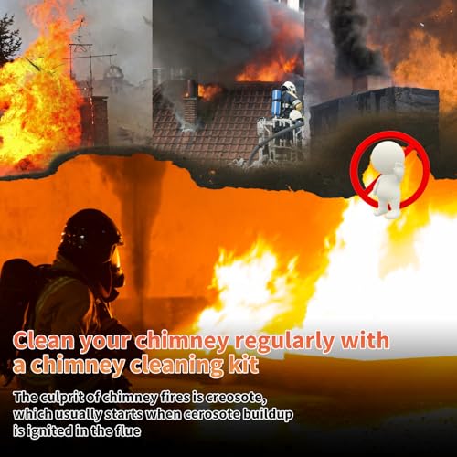 30FT Chimney Sweep Kit Rotary Flexible Cleaning Brush with 9 Nylon Rods