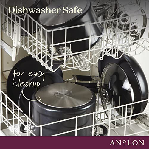 Anolon SmartStack Nonstick Frying Pan Set 10 & 12 Inch Black - Stackable, Hard-Anodized Cookware