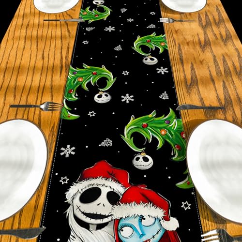 Black Christmas Table Runner 13x48 Inches Holiday Home Decor