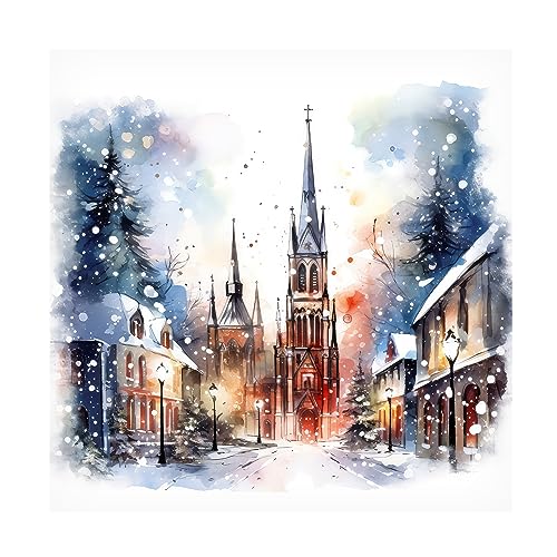 Trademark Fine Art Christmas Cathedral Canvas Art, 24x24 LxW Stretched