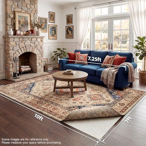 7' x 10' Rug Pad Non Slip Gripper for Hardwood & Tile Floors - White