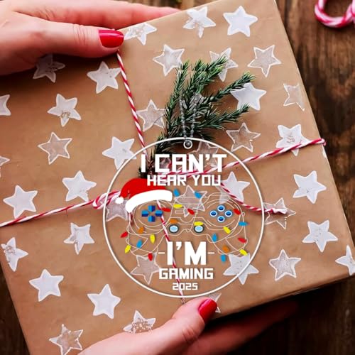 Video Game Christmas Ornaments 2025, Gaming Ornaments for Christmas Tree, Cool Acrylic Game Controller Ornament - I Can't Hear You I'm Gaming 2025