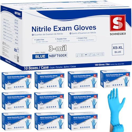 Schneider Disposable Latex-Free Powder-Free Medical Exam Gloves Medium - 1000 Pack