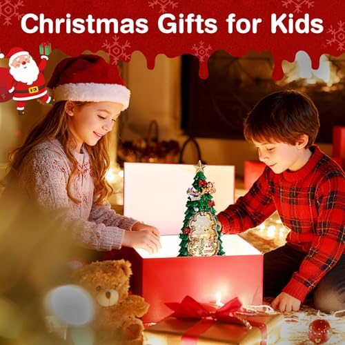 Elevonix Christmas Tree Snow Globe Lantern with Music & Timer - Lighted Holiday Decoration
