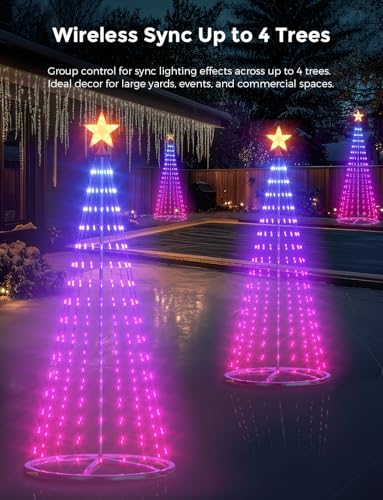 BraveDream 9ft Smart RGB Lighted Christmas Cone Tree Outdoor Indoor with App & Remote Control