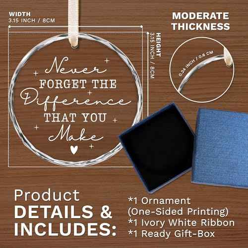 Thank You Gifts for Women Men - Christmas Appreciation Gifts for Coworkers, Teacher, Boss, Nurse, Employee, Friend, Office, Pastor - Bosses Day Gift for Women Men - Glass Christmas Ornaments 2025