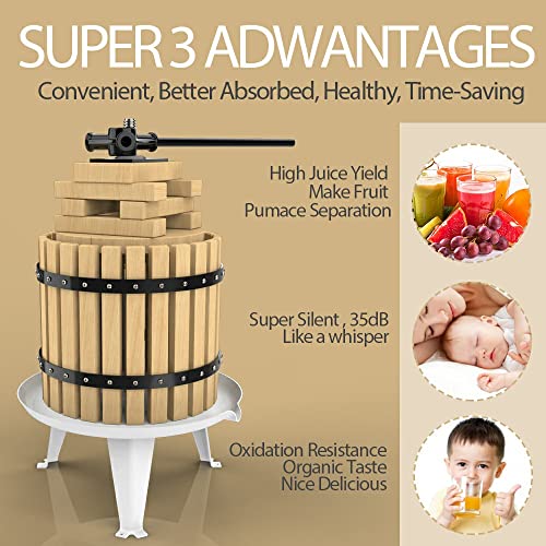 SQUEEZE master 3.17 Gallon Black Fruit Press Wooden Basket for Juice & Wine