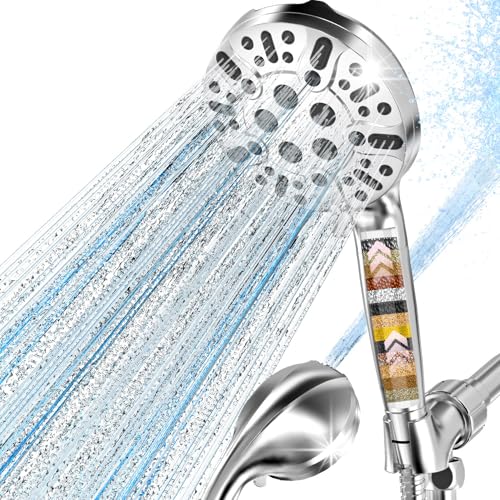 Premium Chrome 9-Settings Filtered Handheld Shower Head with Flex Hose