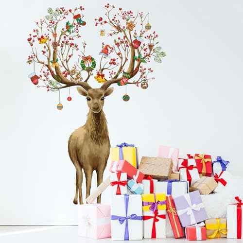 Christmas Wall Stickers Decoration Set Plaid Xmas Tree Wall Murals Floor D?cor Living Room Children Nursery School Restaurant Cafe Hotel Home Office D?cor Christmas 3