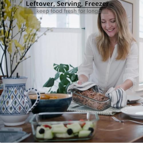 Blue Glass Food Storage Containers Set - 10 Cups / 80 Oz Airtight Locking Lids, Microwave & Dishwasher Safe