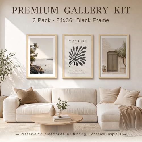 VCK 24x36 Poster Frame Set of 3 - Natural Solid Wood Wall Hanging