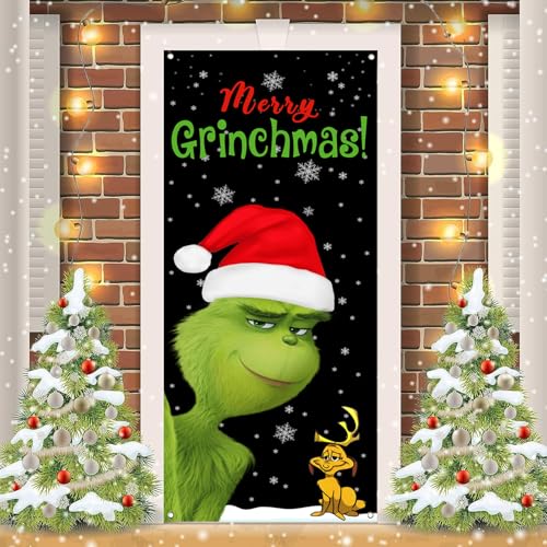 Merry Christmas Party Door Cover - Indoor/Outdoor Decoration, 29.5x71 Inches