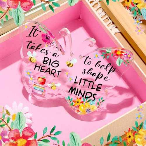 Christmas Teacher Appreciation Gifts for Women Acrylic Thank You Gift from Student for Office Desk Decor Paperweight Keepsake(Vivid Butterfly)