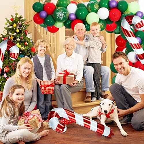 GWHOLE 8 Pack of 45 inch Large Christmas Candy Cane Foil Balloons for Christmas Holiday Decoration