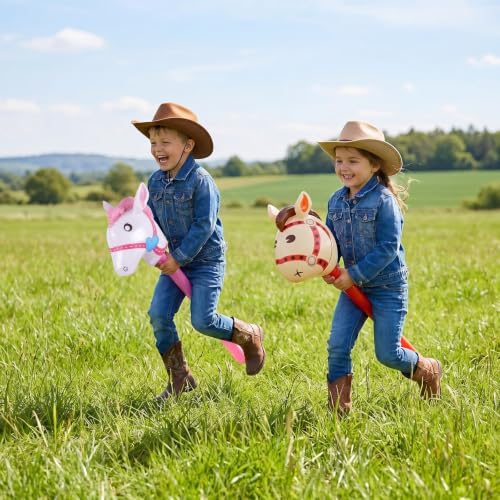Cakmecwy 12 Pcs Pink Red Inflatable Horse Head Stick - Party Cowboy Western Decoration