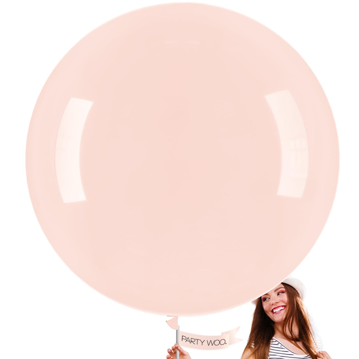 PartyWoo Pale Pink Balloons 4pcs 36 Inch Light Pastel Baby Pink Latex Helium Balloons for Birthday Engagement Bachelorette Baby Shower Easter Princess Butterfly Theme Party Decorations Pink-Q01