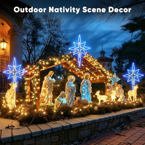 Bethlehem Star LED Light Sign, 43-Inch, Blue – Static Blue Light, Outdoor Christmas Decor