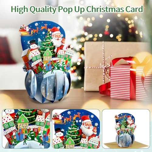 FaCraft X-mas Pop Up Christmas Card with Envelope & Seal – Santa, Gnome Town